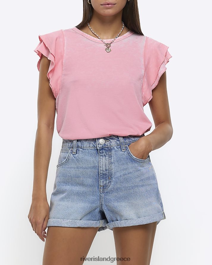 River Island ενδύματα ροζ γυναίκες μπλουζάκι με μανίκια B6N8X1382