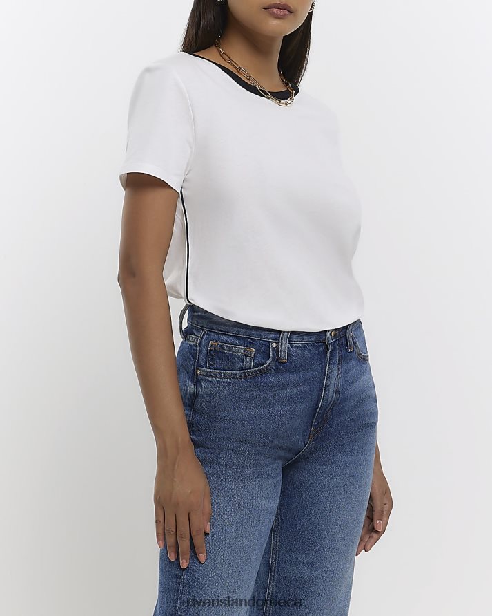 River Island ενδύματα άσπρο γυναίκες κολλημένο μπλουζάκι B6N8X1495