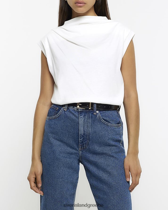 River Island ενδύματα άσπρο γυναίκες μπλουζάκι με λαιμόκοψη B6N8X254