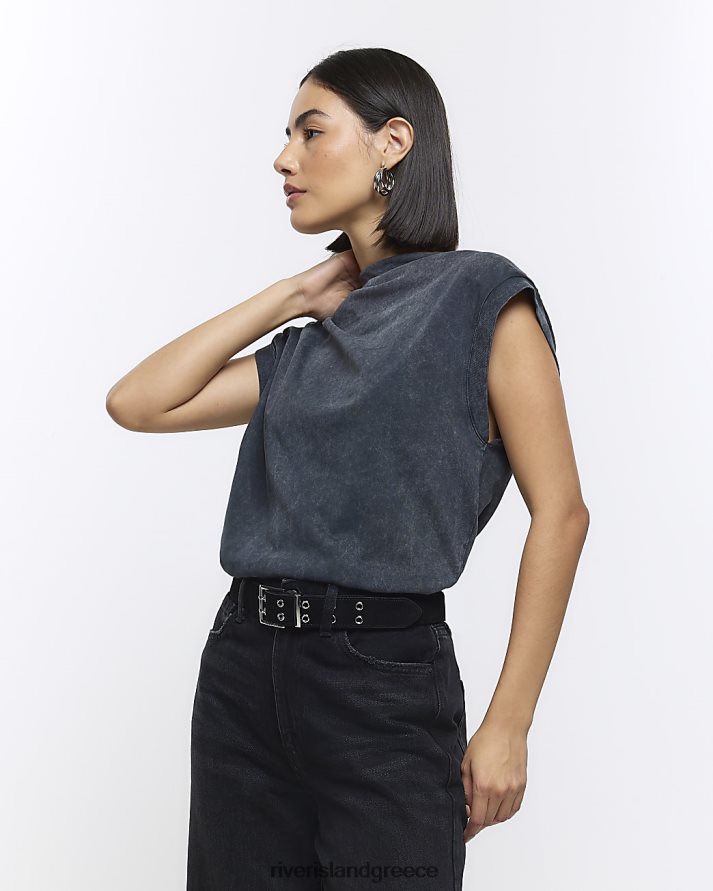 River Island ενδύματα γκρί γυναίκες μπλουζάκι με λαιμόκοψη B6N8X255
