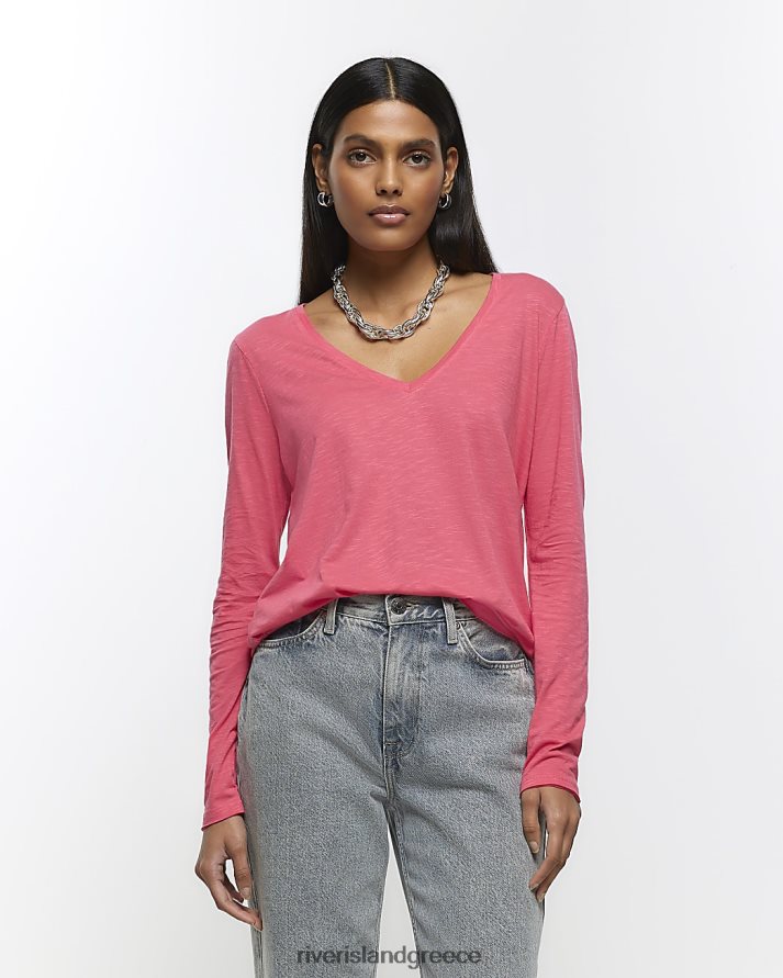 River Island ενδύματα ροζ γυναίκες ελαφρύ μακρυμάνικο μπλουζάκι B6N8X3838