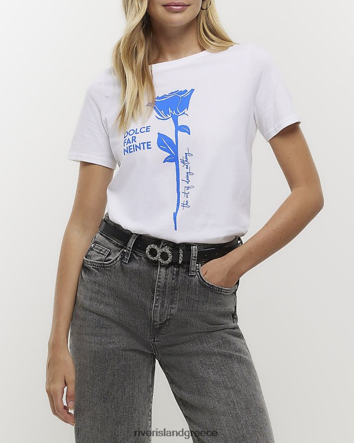 River Island ενδύματα άσπρο γυναίκες γραφικό μπλουζάκι B6N8X4398