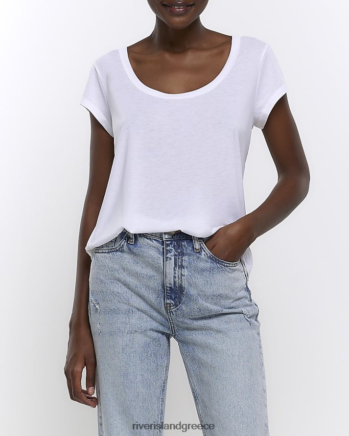 River Island ενδύματα άσπρο γυναίκες μπλουζάκι με λαιμόκοψη B6N8X4507