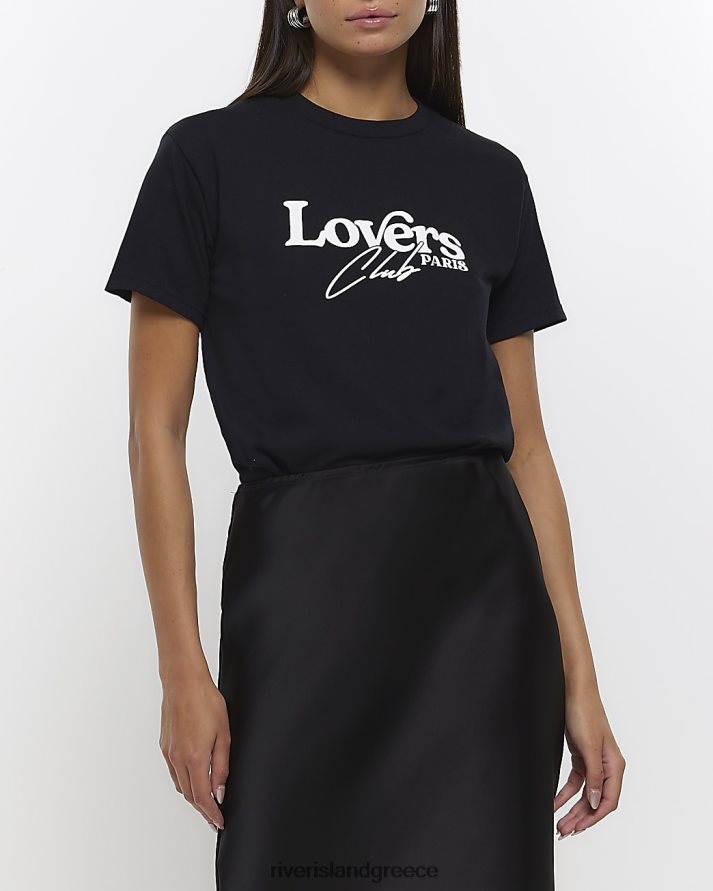 River Island ενδύματα μαύρος γυναίκες γραφικό μπλουζάκι με στάμπα B6N8X4574