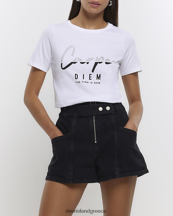 River Island ενδύματα άσπρο γυναίκες γραφικό μπλουζάκι με στάμπα B6N8X4630