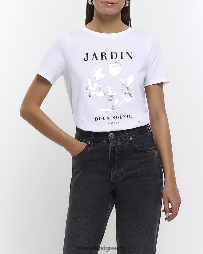 River Island ενδύματα άσπρο γυναίκες γραφικό μπλουζάκι με στάμπα B6N8X4671