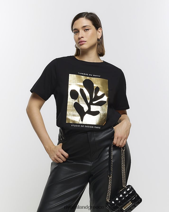 River Island ενδύματα μαύρος γυναίκες συν γραφικό μπλουζάκι B6N8X5037