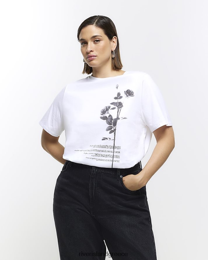 River Island ενδύματα άσπρο γυναίκες συν φλοράλ γραφικό μπλουζάκι B6N8X5040