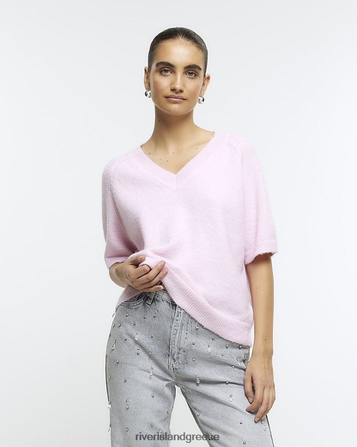 River Island ενδύματα ροζ γυναίκες πλεκτό μπλουζάκι B6N8X601