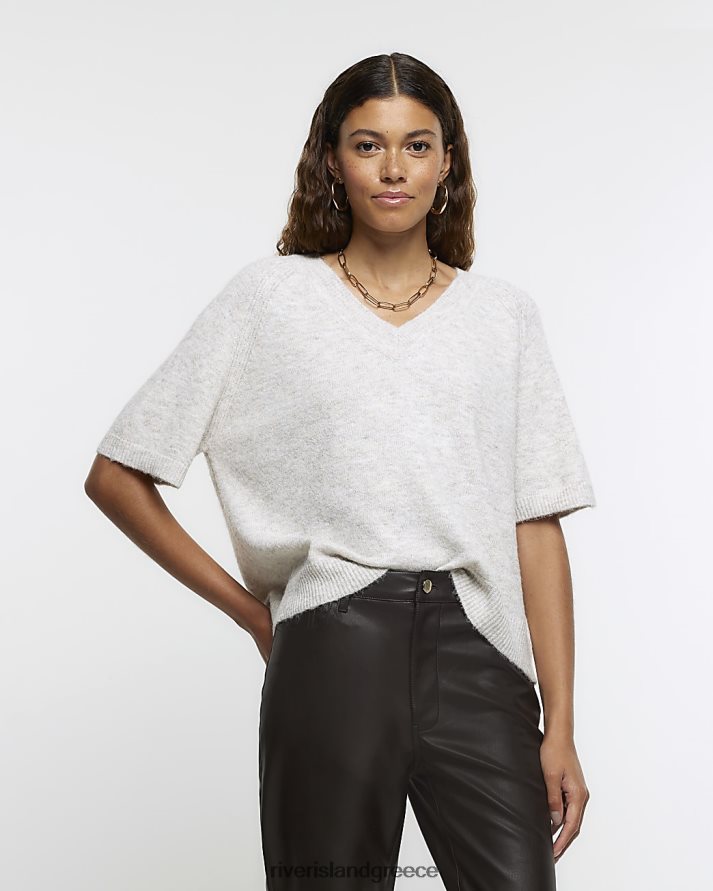 River Island ενδύματα μπεζ γυναίκες πλεκτό μπλουζάκι B6N8X602