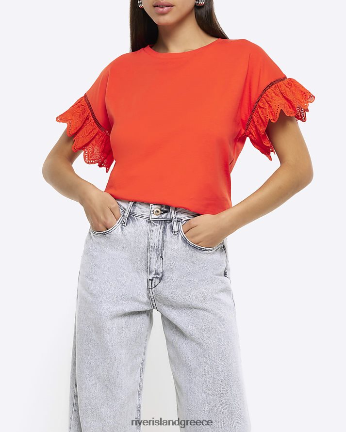 River Island ενδύματα το κόκκινο γυναίκες μπλουζάκι με μανίκια B6N8X719