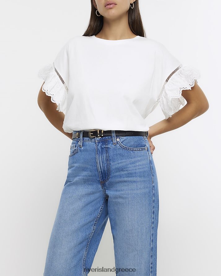 River Island ενδύματα άσπρο γυναίκες μπλουζάκι με μανίκια B6N8X720