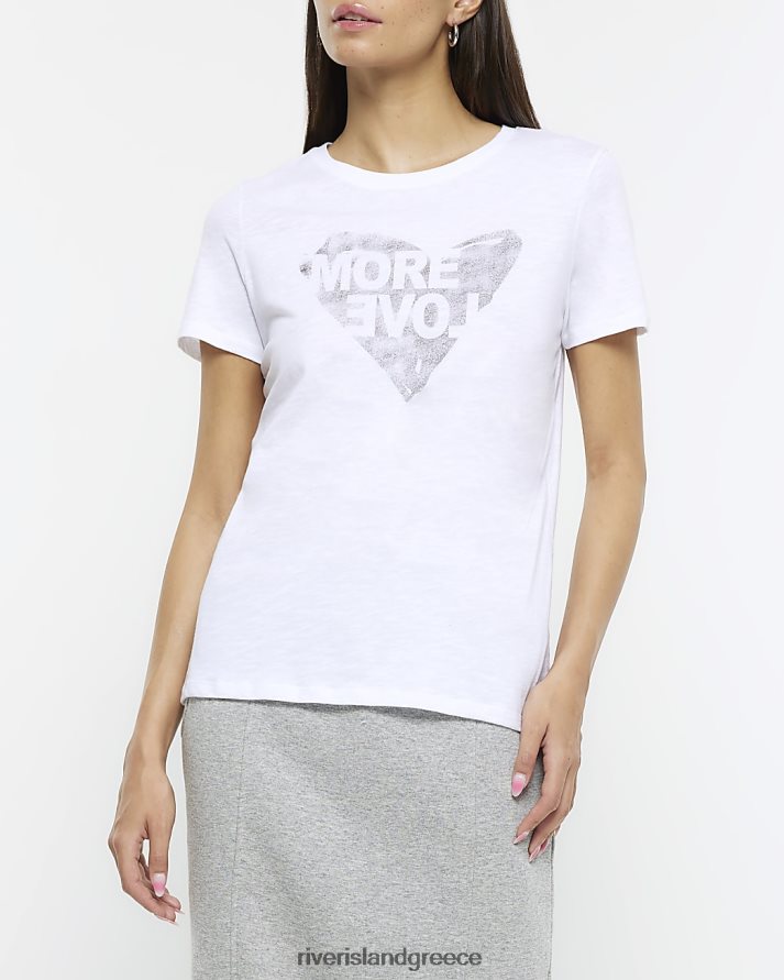River Island ενδύματα άσπρο γυναίκες T-shirt με γραφική καρδιά B6N8X115