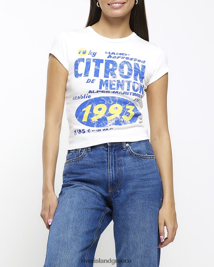 River Island ενδύματα άσπρο γυναίκες γραφικό bb t-shirt B6N8X1083