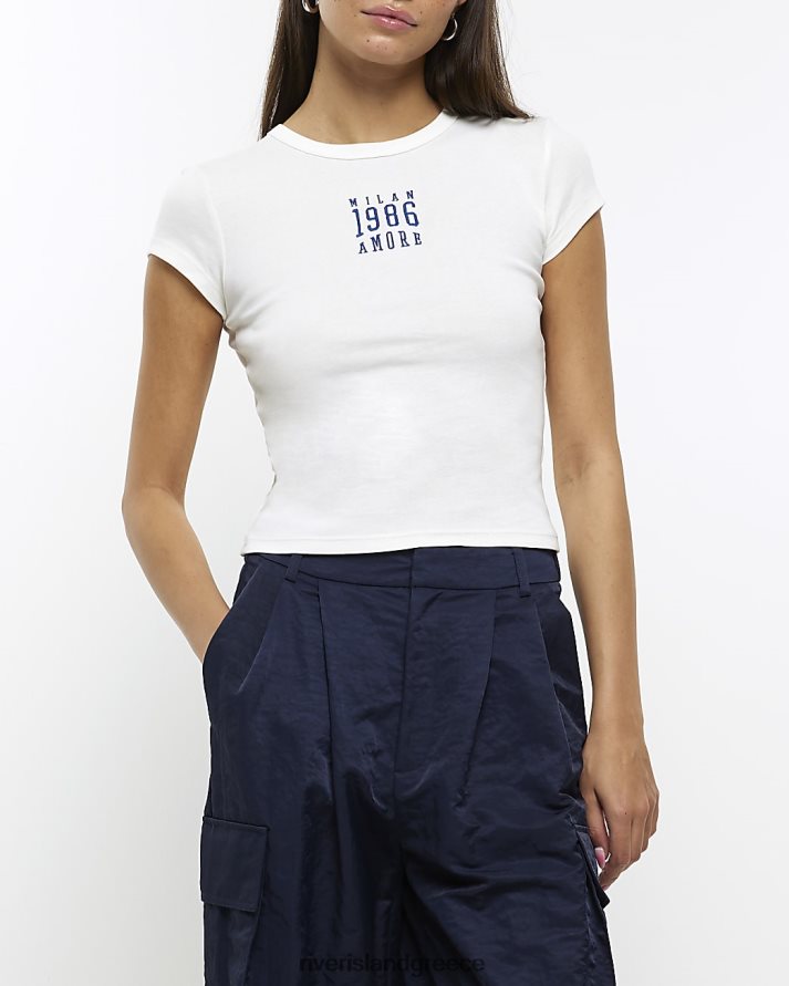 River Island ενδύματα άσπρο γυναίκες γραφικό bb t-shirt B6N8X1084