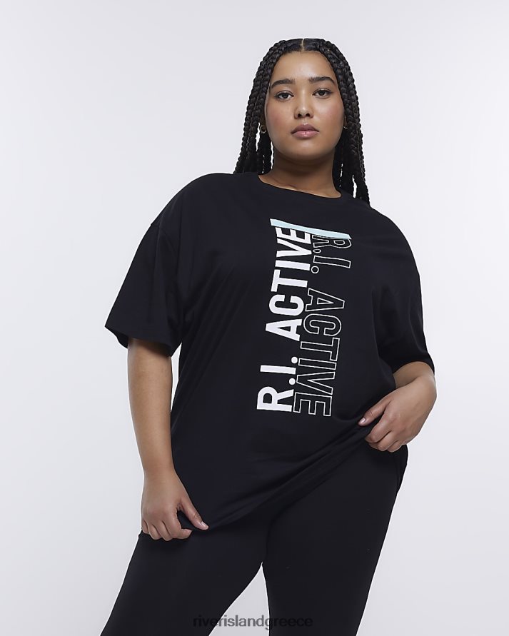 River Island ενδύματα μαύρος γυναίκες plus ri active graphic print t-shirt B6N8X5134