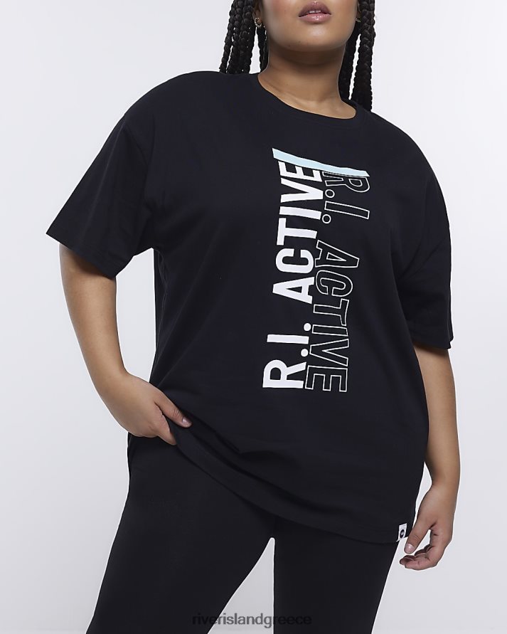 River Island ενδύματα μαύρος γυναίκες plus ri active graphic print t-shirt B6N8X5134