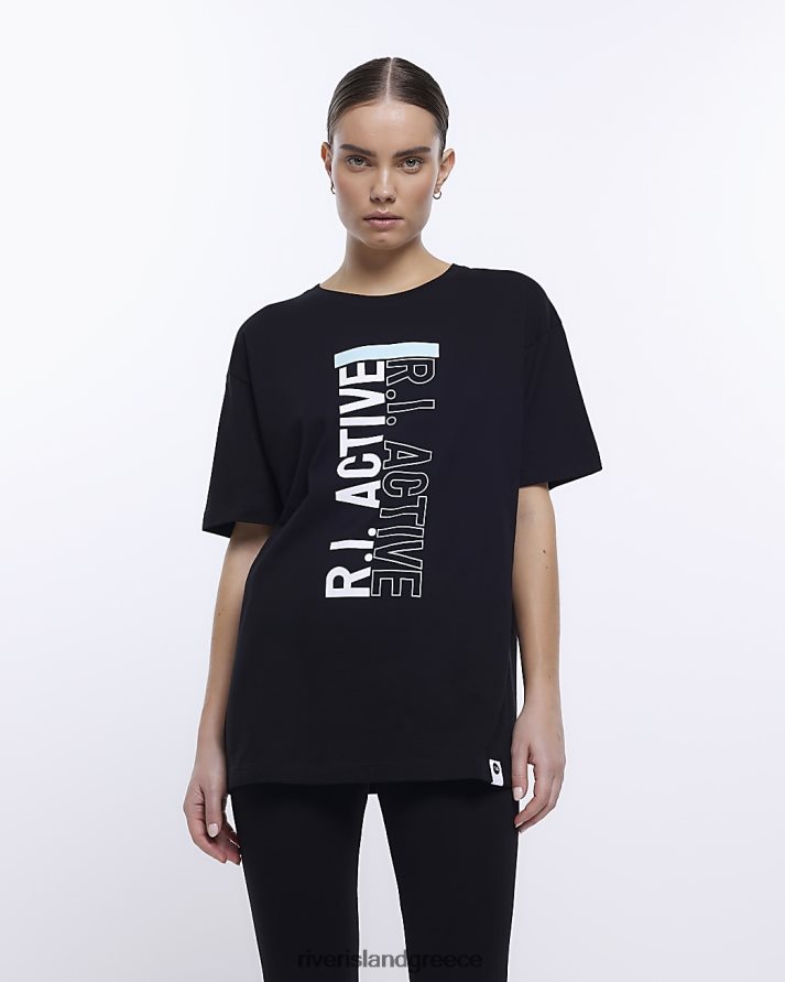 River Island ενδύματα μαύρος γυναίκες ri ενεργό γραφικό μπλουζάκι B6N8X4719
