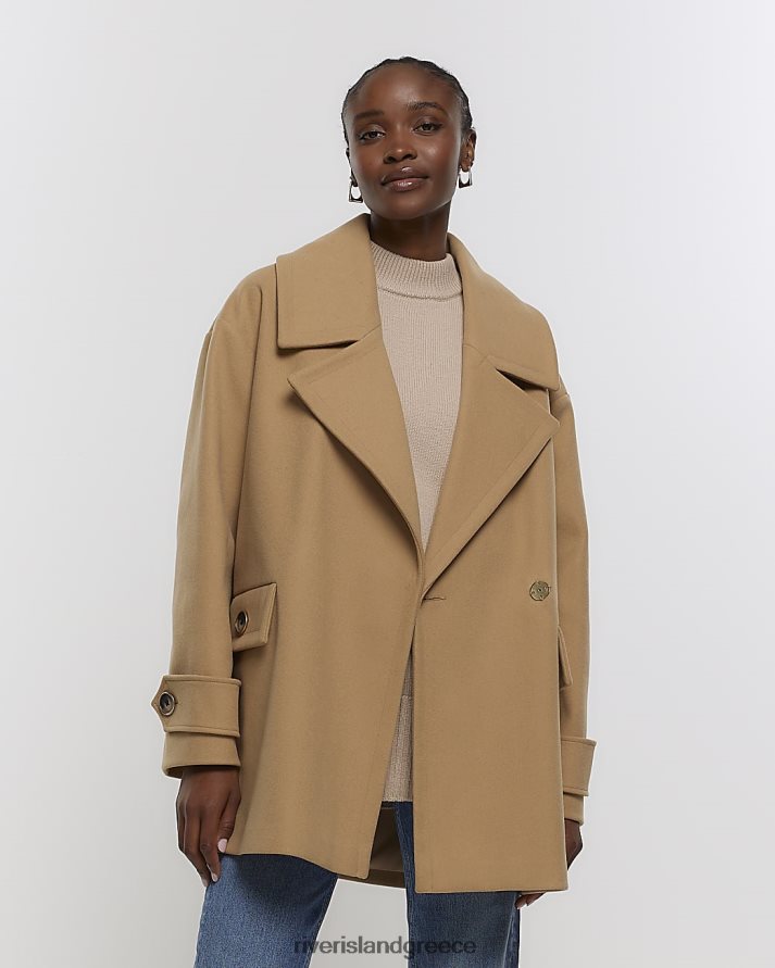 River Island ενδύματα καφέ γυναίκες κοντό παλτό B6N8X1078