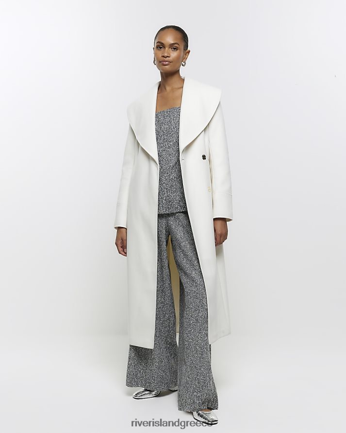 River Island ενδύματα κρέμα γυναίκες παλτό παραγάδι με ζώνη B6N8X11