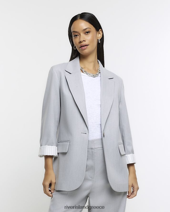 River Island ενδύματα γκρί γυναίκες σακάκι με ρολό μανίκι B6N8X203