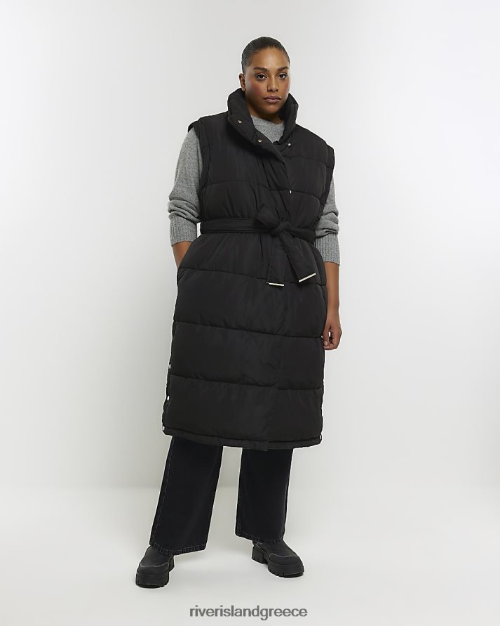 River Island ενδύματα μαύρος γυναίκες συν ζωσμένο παραγάδι γιλέκο B6N8X2209