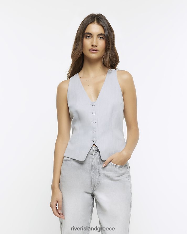 River Island ενδύματα γκρί γυναίκες μπροστινό γιλέκο με κουμπί B6N8X4168