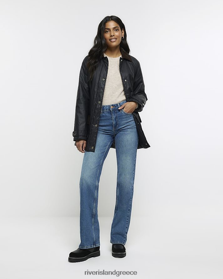 River Island ενδύματα ΠΟΛΕΜΙΚΟ ΝΑΥΤΙΚΟ γυναίκες κερωμένο παλτό με ζώνη B6N8X4328