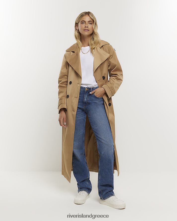 River Island ενδύματα καφέ γυναίκες καμπαρντίνα με διπλό στήθος B6N8X4447