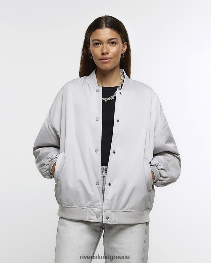 River Island ενδύματα γκρί γυναίκες νάιλον μπουφάν B6N8X467