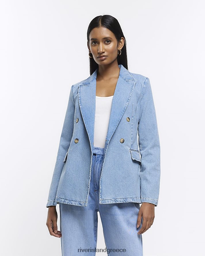 River Island ενδύματα μπλε γυναίκες τζιν μπλέιζερ B6N8X4759