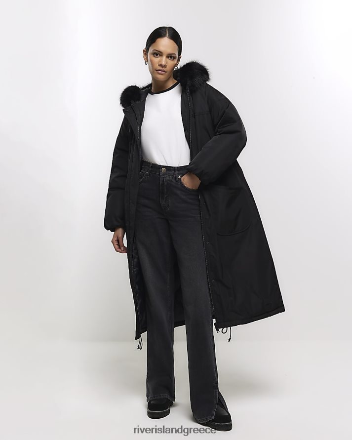 River Island ενδύματα μαύρος γυναίκες με επένδυση από ψεύτικη γούνα B6N8X605