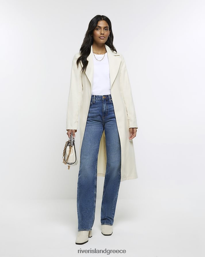 River Island ενδύματα κρέμα γυναίκες καμπαρντίνα με ζώνη B6N8X74