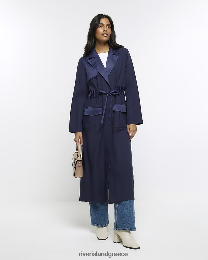 River Island ενδύματα ΠΟΛΕΜΙΚΟ ΝΑΥΤΙΚΟ γυναίκες σατέν παλτό με παραγάδι B6N8X953