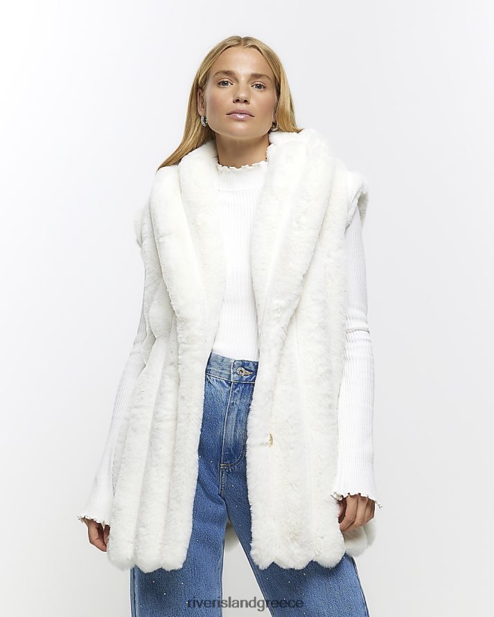 River Island ενδύματα κρέμα γυναίκες ψεύτικη γούνα Gilet B6N8X540