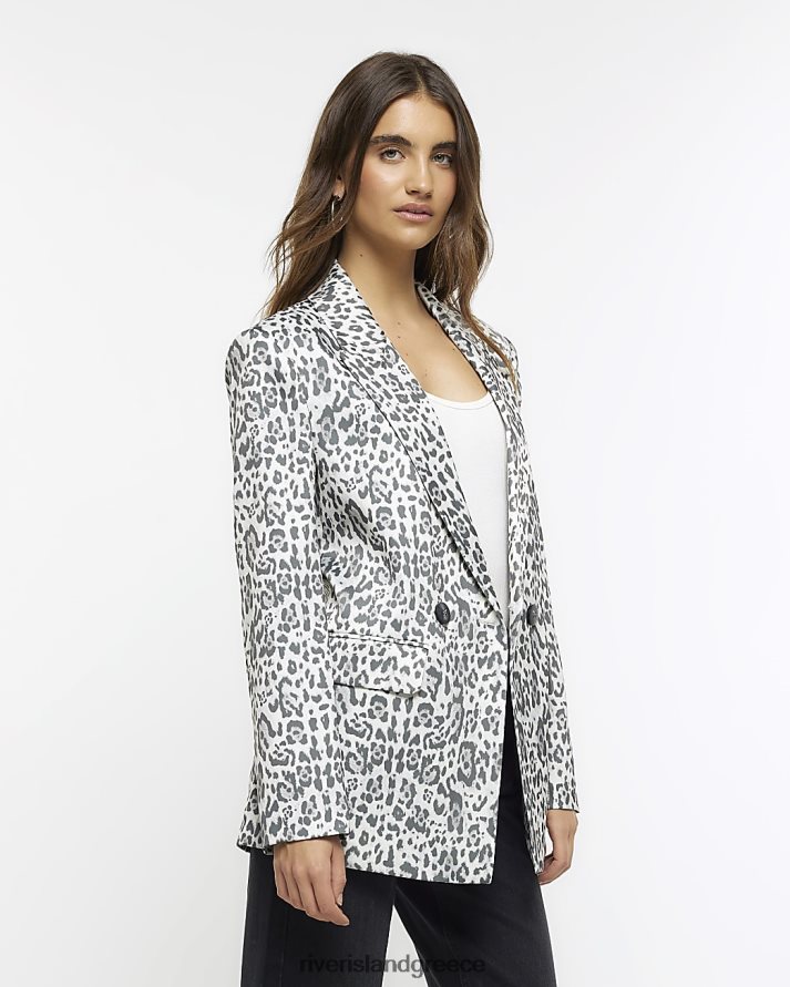 River Island ενδύματα γκρί γυναίκες σακάκι με animal print B6N8X3891