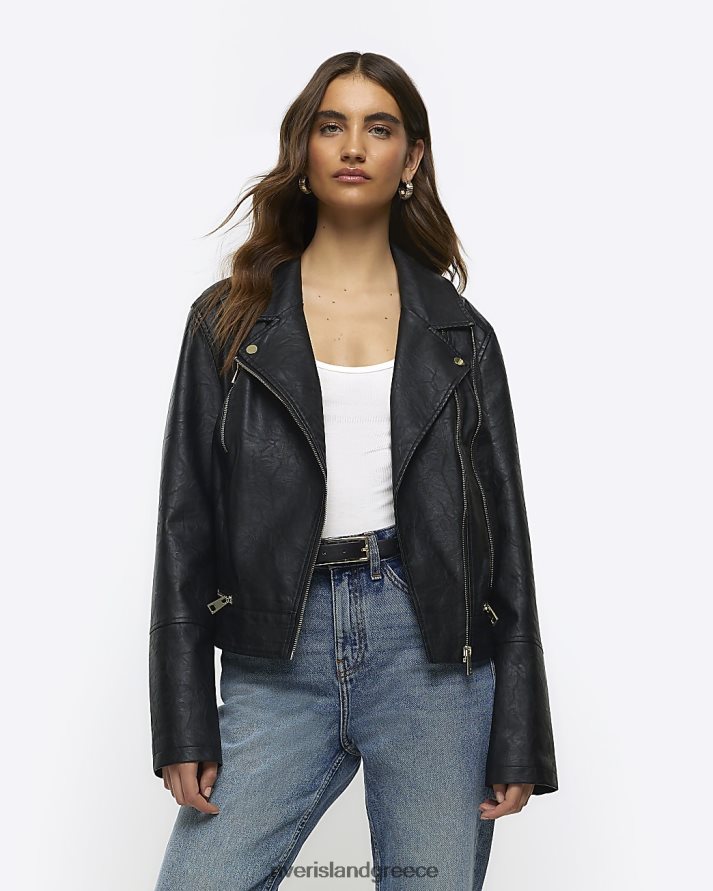 River Island ενδύματα μαύρος γυναίκες biker jacket με φερμουάρ B6N8X4364
