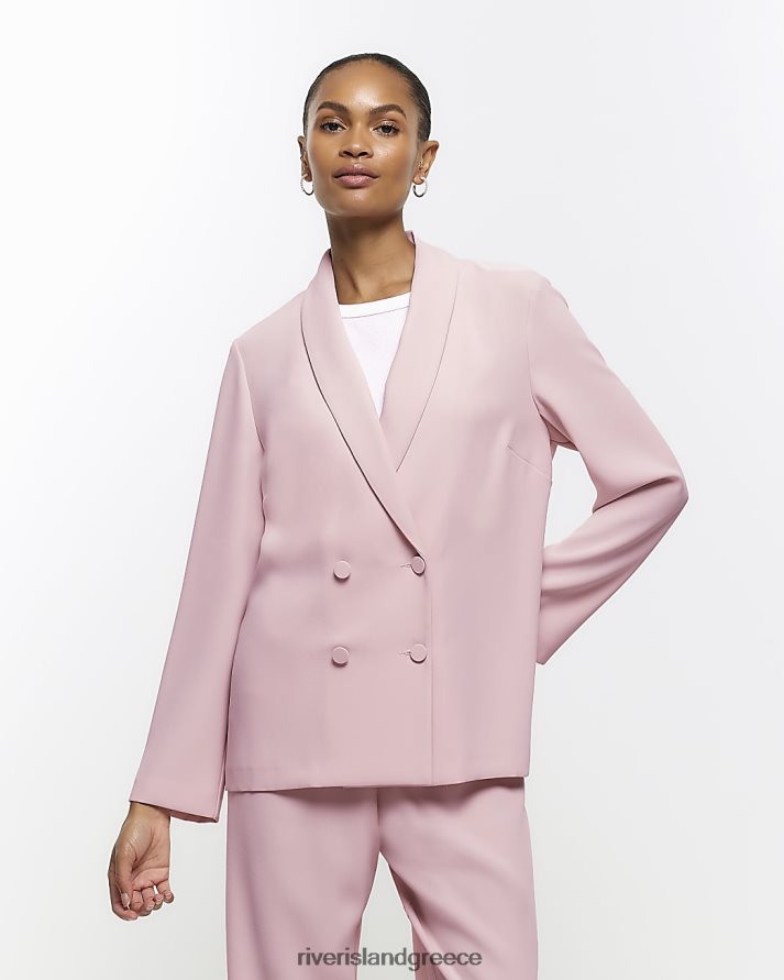 River Island ενδύματα ροζ γυναίκες blazer με διπλό στήθος B6N8X264