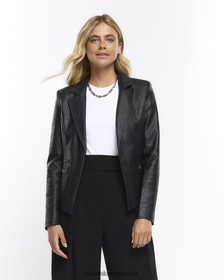 River Island ενδύματα μαύρος γυναίκες blazer από συνθετικό δέρμα B6N8X3746