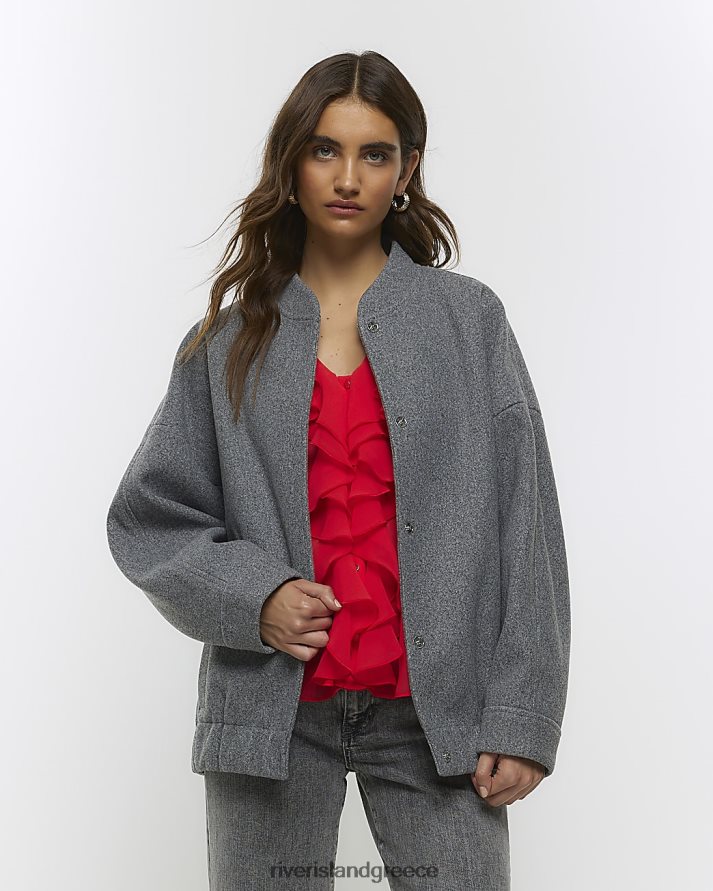 River Island ενδύματα γκρί γυναίκες υπερμεγέθη bomber jacket B6N8X23
