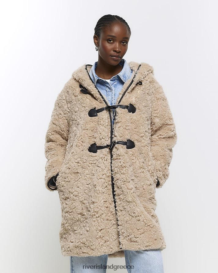 River Island ενδύματα καφέ γυναίκες παλτό borg duffle B6N8X412