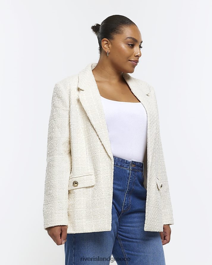 River Island ενδύματα κρέμα γυναίκες συν boucle blazer B6N8X5086