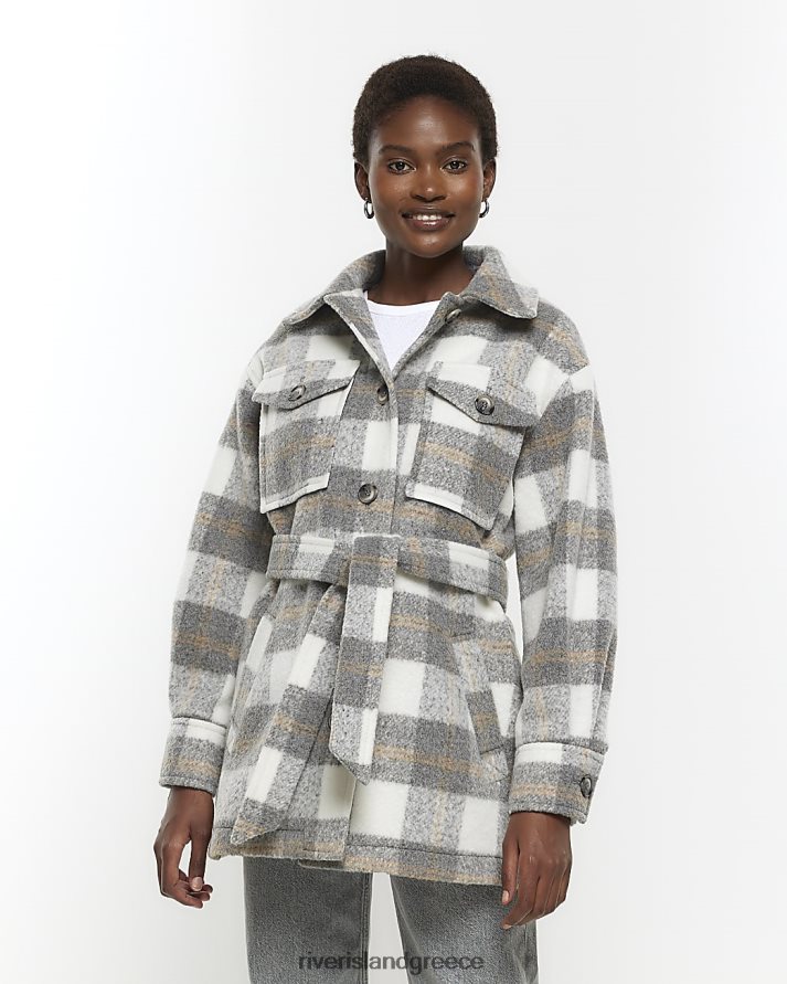 River Island ενδύματα γκρί γυναίκες check overshirt B6N8X4260