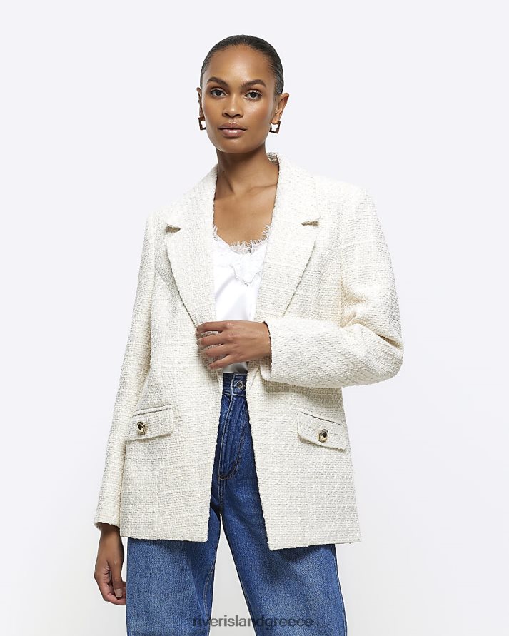 River Island ενδύματα κρέμα γυναίκες petite boucle blazer B6N8X5253