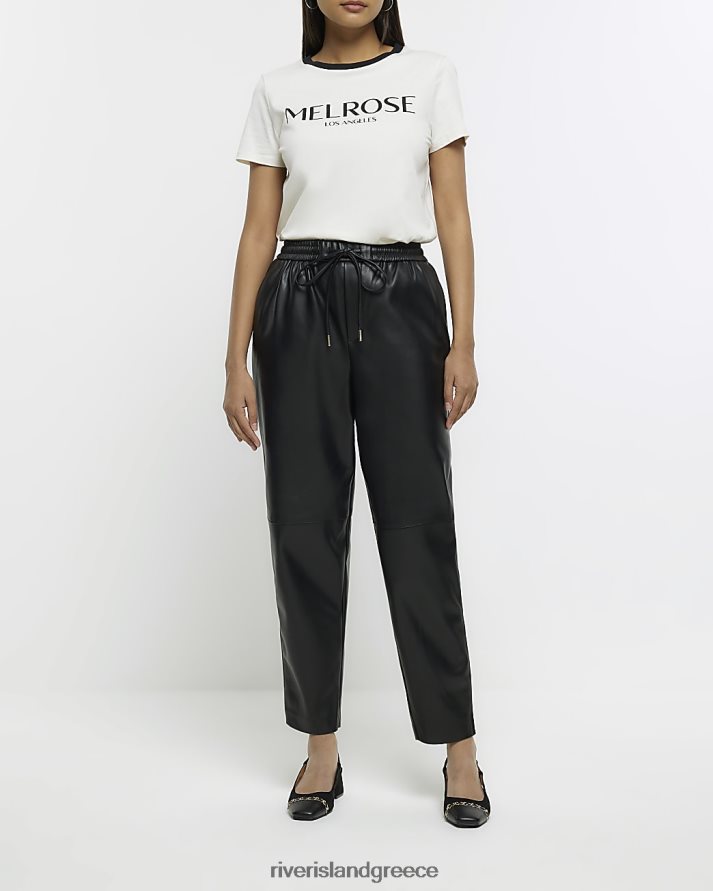 River Island ενδύματα μαύρος γυναίκες παντελόνι με λεπτομέρεια με ραφή από συνθετικό δέρμα B6N8X1138