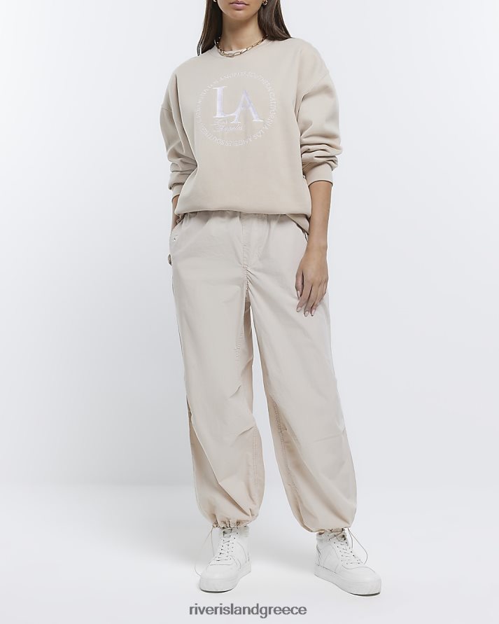 River Island ενδύματα μπεζ γυναίκες παντελόνι αλεξίπτωτου χαμηλού ύψους B6N8X1335