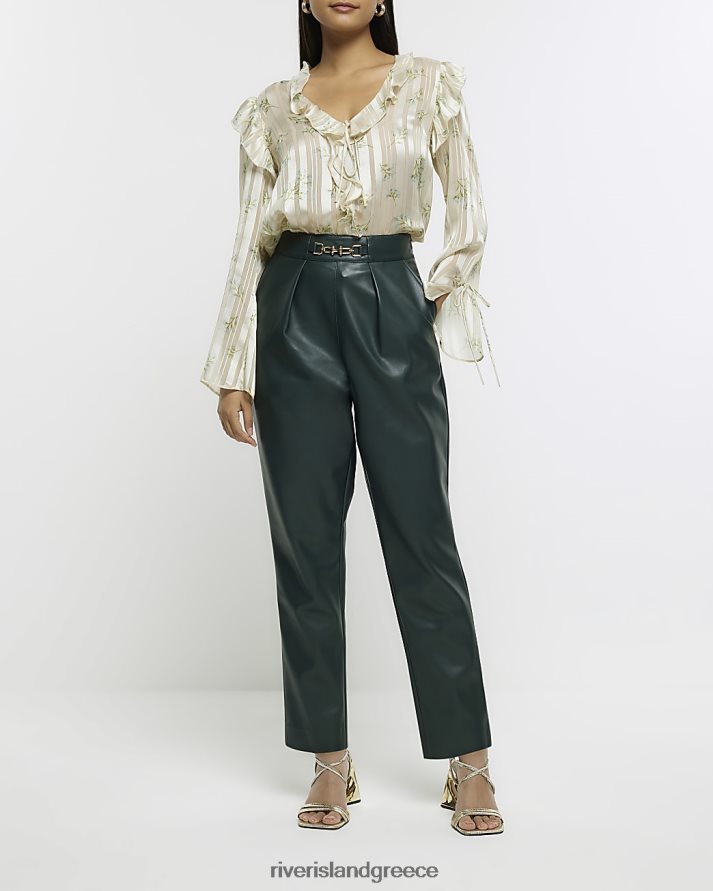 River Island ενδύματα πράσινος γυναίκες τεχνητό δέρμα τσιγάρο παντελόνι B6N8X249