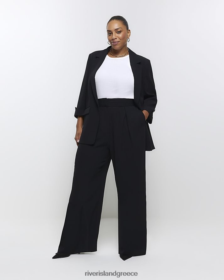 River Island ενδύματα μαύρος γυναίκες πλισέ φαρδύ παντελόνι B6N8X3713