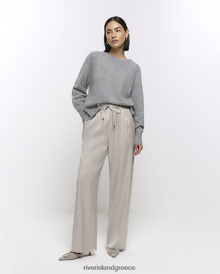 River Island ενδύματα μπεζ γυναίκες φαρδύ παντελόνι B6N8X3773