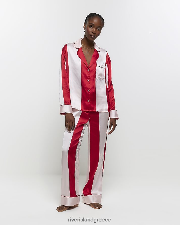 River Island ενδύματα το κόκκινο γυναίκες παντελόνι πιτζάμα σατέν ρίγες B6N8X3985